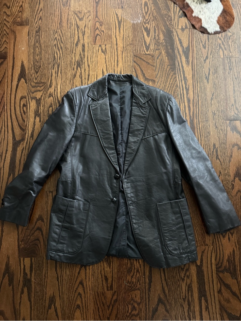 Men's Black Leather Blazer Jacket